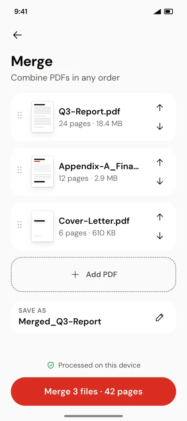 Merge tool with files in order